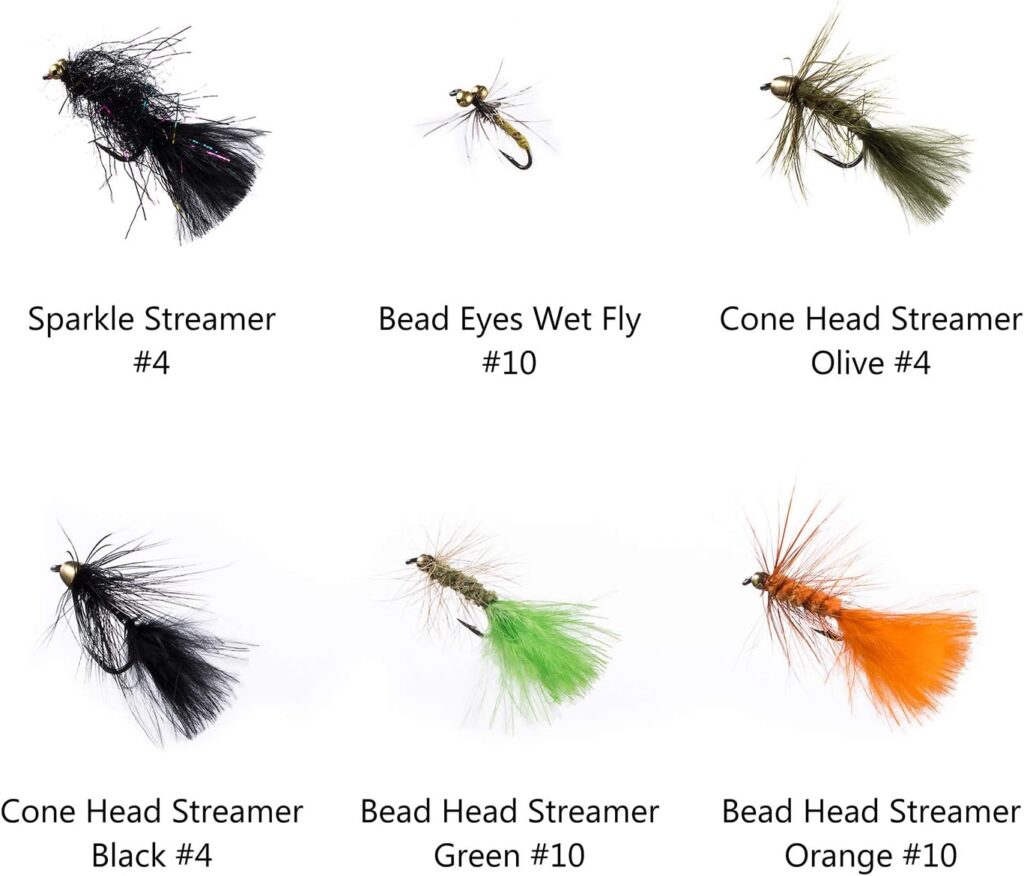 BASSDASH Fly Fishing Flies Kit Fly Assortment Trout Bass Fishing with Fly Box, 36/64/72/76/80/96pcs with Dry/Wet Flies, Nymphs, Streamers, Popper