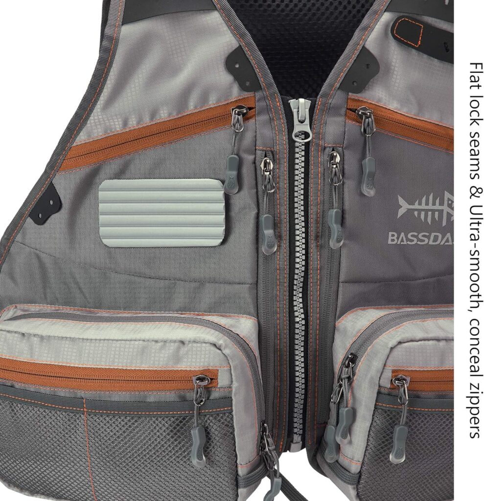 BASSDASH Fly Fishing Vest Adjustable Size with Detachable Water Bottle Holder for Men and Women FV07