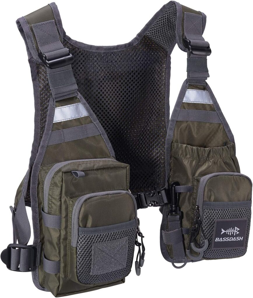 BASSDASH FV08 Ultra Lightweight Fly Fishing Vest for Men and Women Portable Chest Pack One Size Fits Most