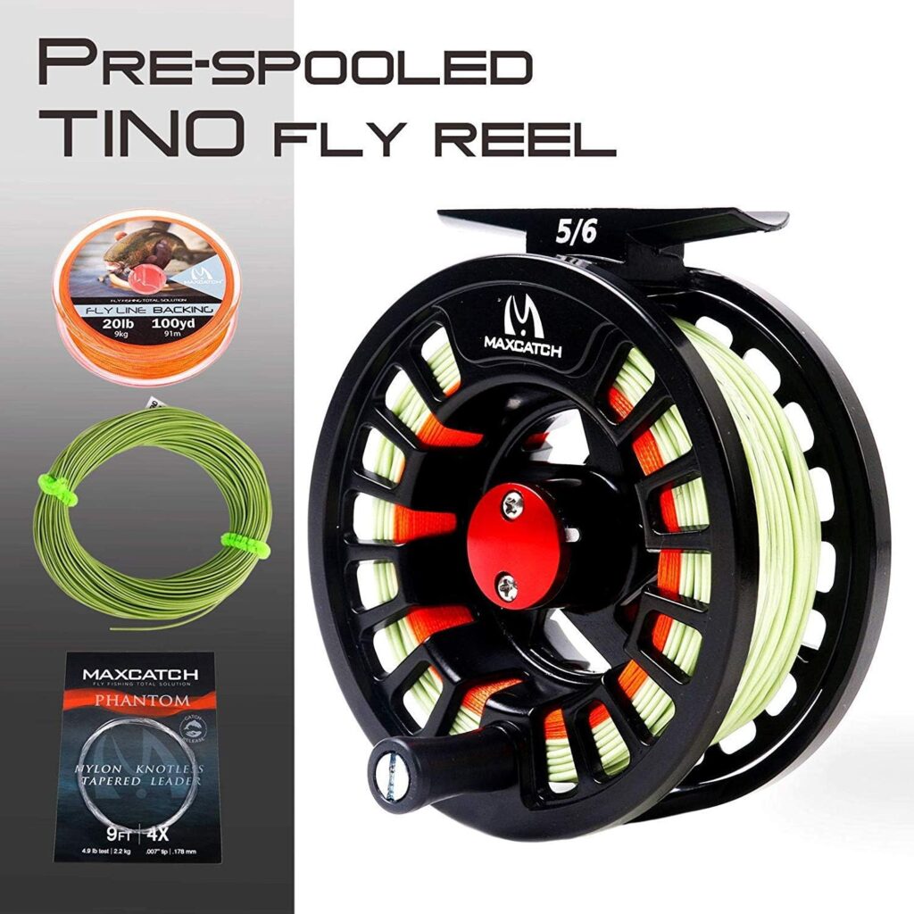 M MAXIMUMCATCH Maxcatch Tino Fly Fishing Reel (3/4wt 5/6wt 7/8wt) and Pre-Loaded Fly Reel with Line Combo