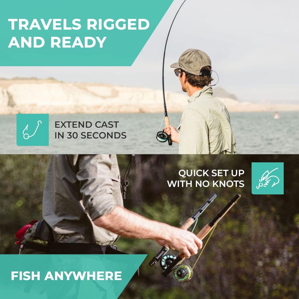 REYR Gear - First CAST Fly Rod, Telescoping Travel Fly Rod and Reel Combo, Portable Fly Fishing Gear for Traveling and Backpacking, 4WT Fishing Rod
