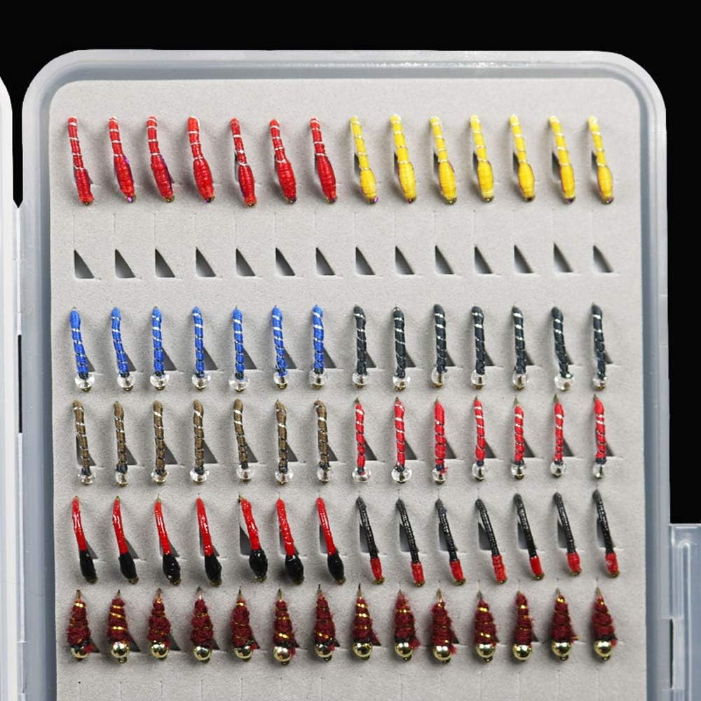 133pcs/Set Ultra-Thin Portable Nymph Scud Midge Flies Kit Assortment with Box Trout Fishing Fly Lures