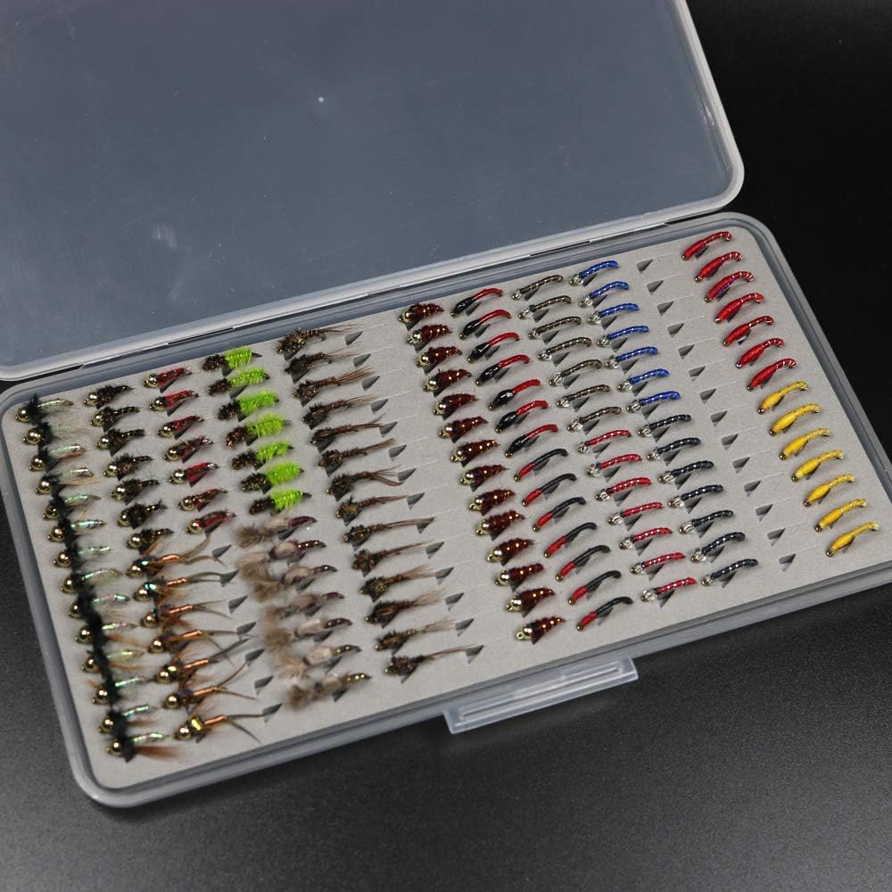 133pcs/Set Ultra-Thin Portable Nymph Scud Midge Flies Kit Assortment with Box Trout Fishing Fly Lures