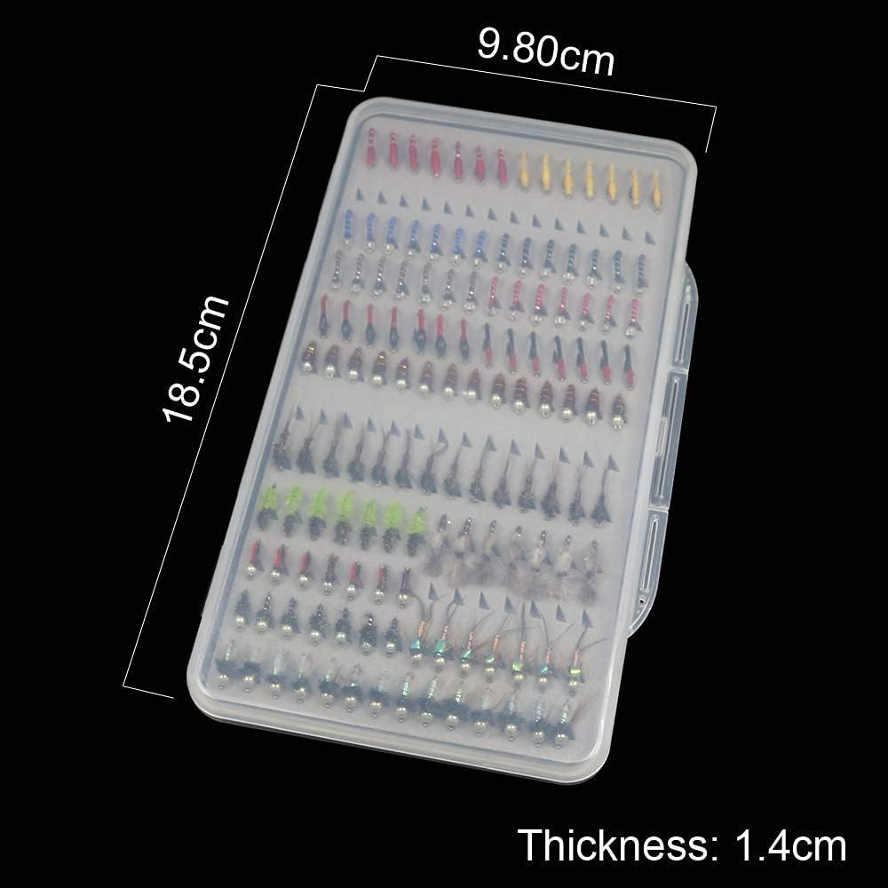 133pcs/Set Ultra-Thin Portable Nymph Scud Midge Flies Kit Assortment with Box Trout Fishing Fly Lures