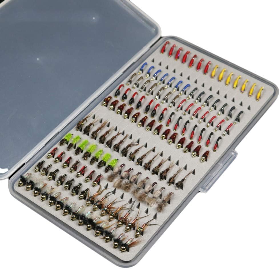 133pcs/Set Ultra-Thin Portable Nymph Scud Midge Flies Kit Assortment with Box Trout Fishing Fly Lures