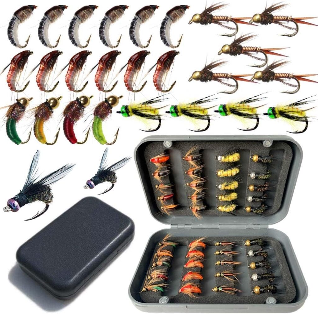 Fly Fishing Flies Kit 40/137pcs Dry/Wet Flies Assortment Nyphms Popper Streamer for Trout Bass Steelhead Fish+ Fly Box