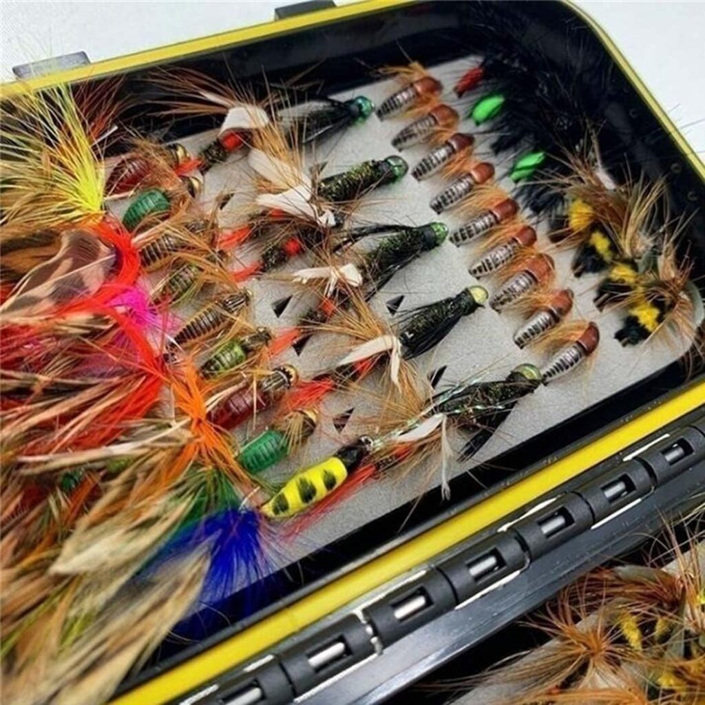 Fly Fishing Flies Kit, 50/114Pcs Handmade Fly Fishing Gear with Dry/Wet Flies, Streamers, Fly Assortment Trout Bass Fishing with Fly Box