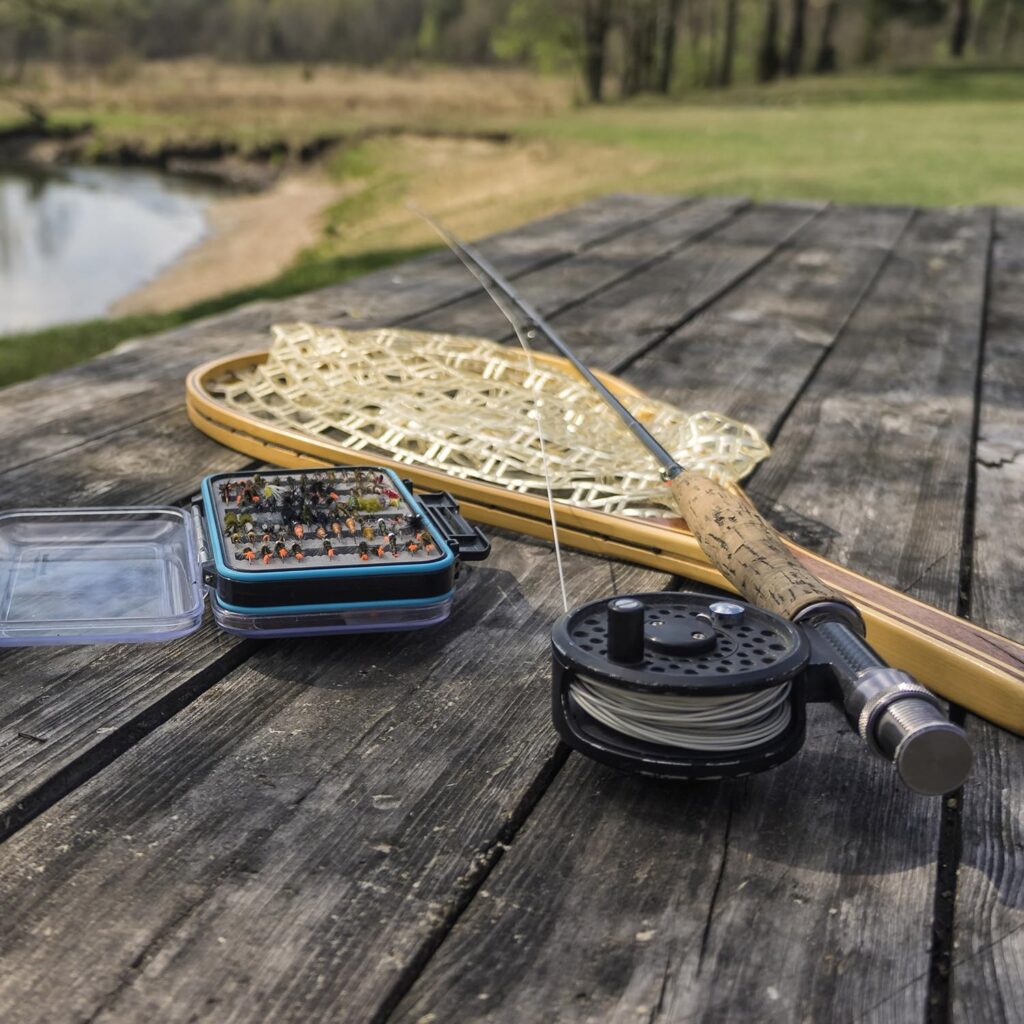 Landing Fish Net - Angler Tool with Clear Rubber Mesh Netting and Wooden Handle - Fly Fishing Equipment for Catch and Release by Wakeman