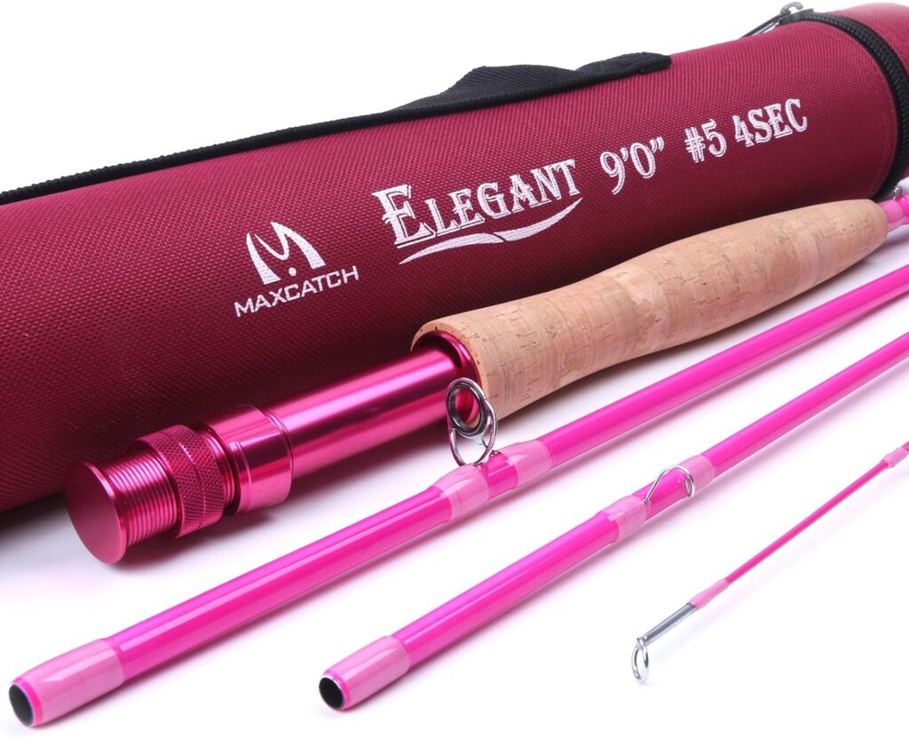 Maxcatch Womens Elegant Pink Fly Fishing Rod: 2/5-weight with Rod Tube