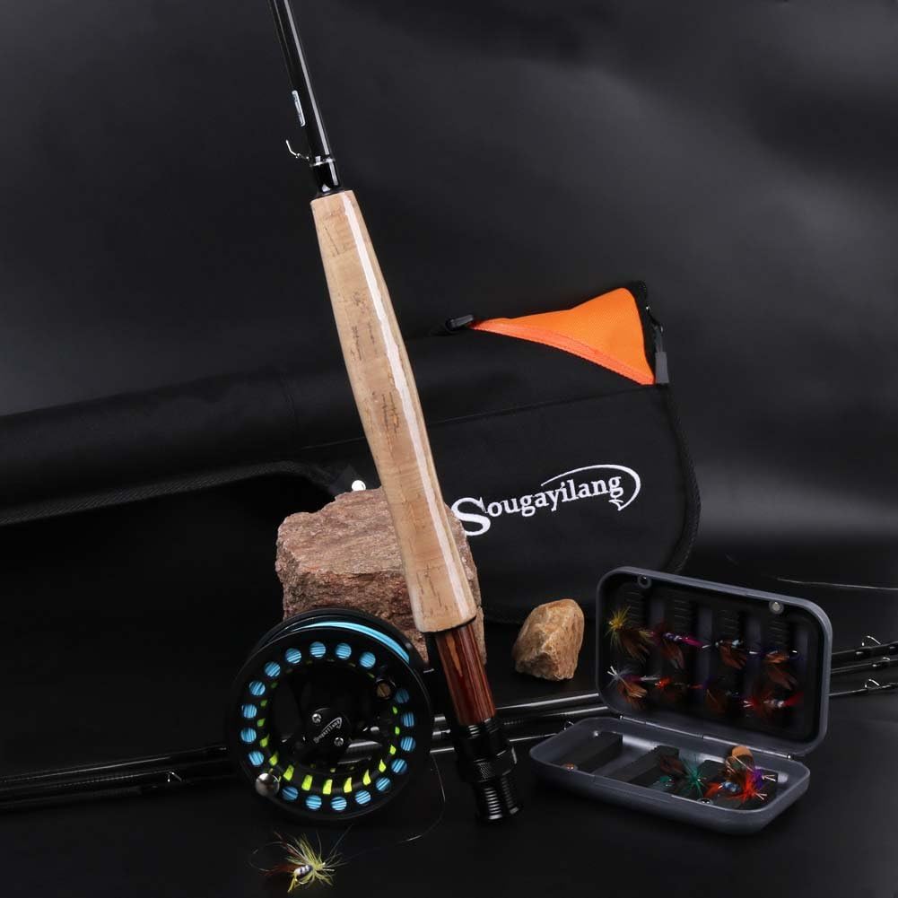 Sougayilang Saltwater Freshwater Fly Fishing Rod with Reel Combo Kit