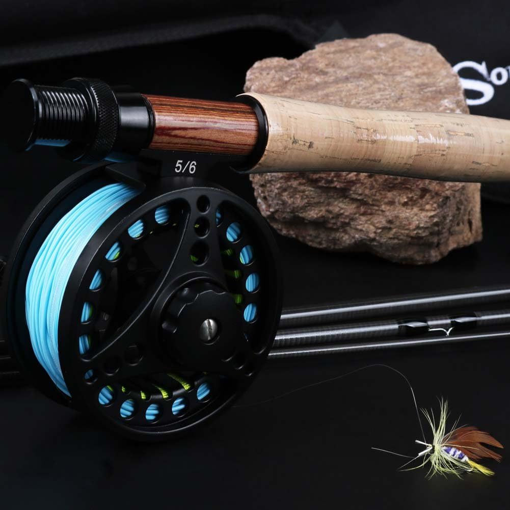 Sougayilang Saltwater Freshwater Fly Fishing Rod with Reel Combo Kit